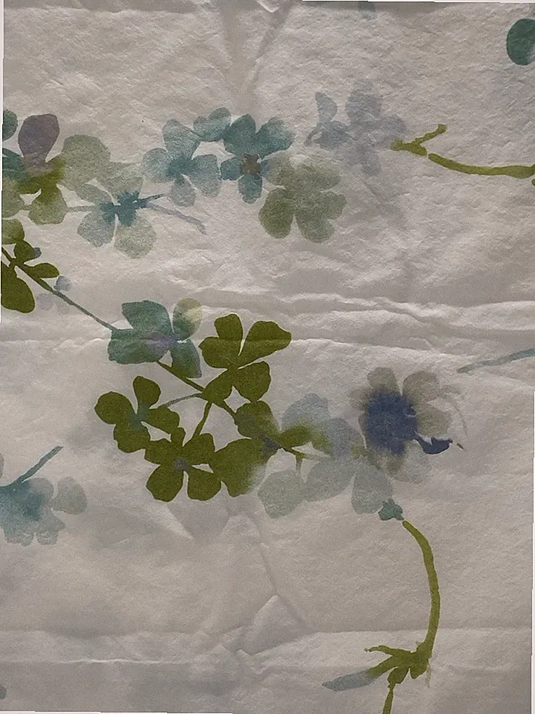 2 Crate Barrel Jade Clover Cotton Floral Pillowcases Standard Blue Green760