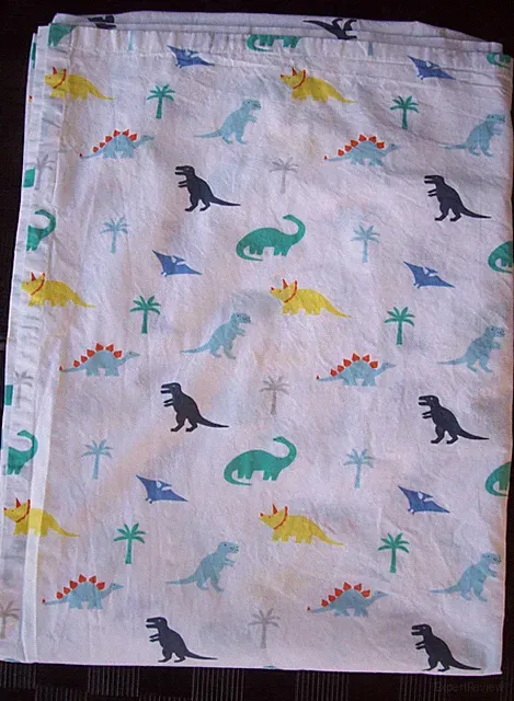 Colorful Dinosaurs Twin Flat Sheet~Crate & Barrel Kids~100% Organic Cotton