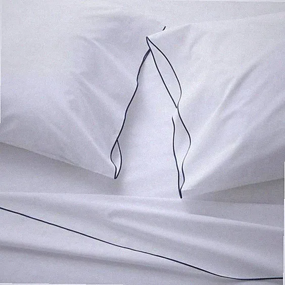 Crate & and Barrel BELO BLUE FULL FLAT SHEET- New NWOT White w/blue trim New!