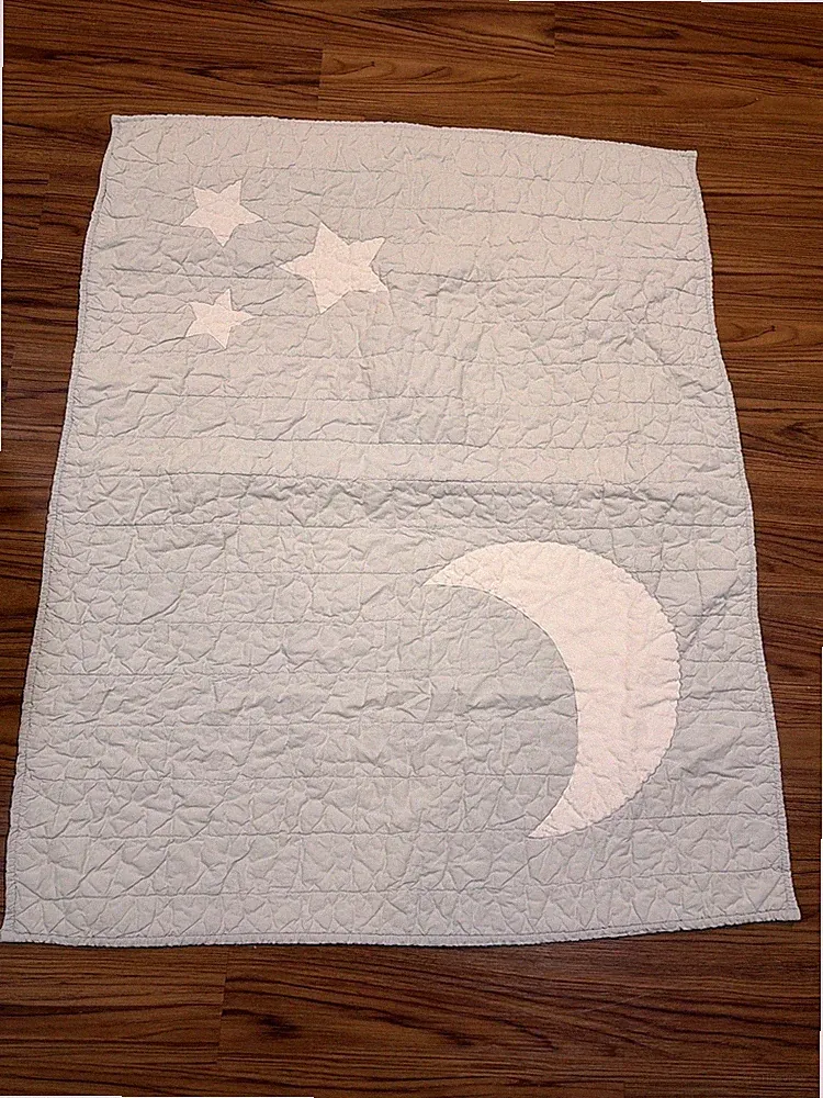 Crate And Barrel Kids Crib Quilt Blue Moon Stars Play Mat Blanket