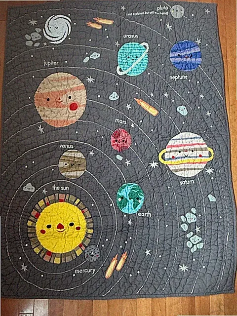 Crate and Barrel “The Land of Nod” Outer Space Crib Quilt Toddler Bed Pre-Owned