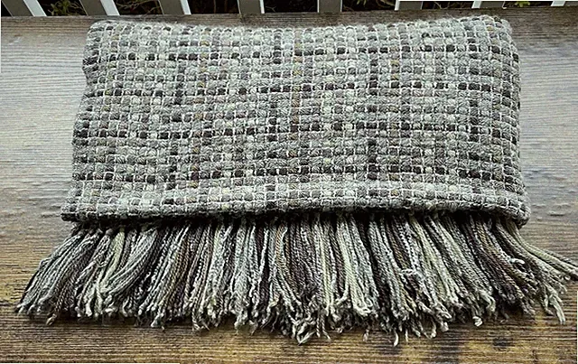 Crate and Barrel Throw Blanket Micah Gray With Fringe