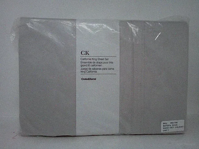 CRATE &BARREL 482-708 SHEET SET CAL KING SHEET SET SATEEN DOVE