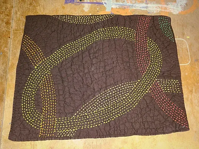 Crate & Barrel - "Brown Embroidered Stitch" Quilted Standard Sham