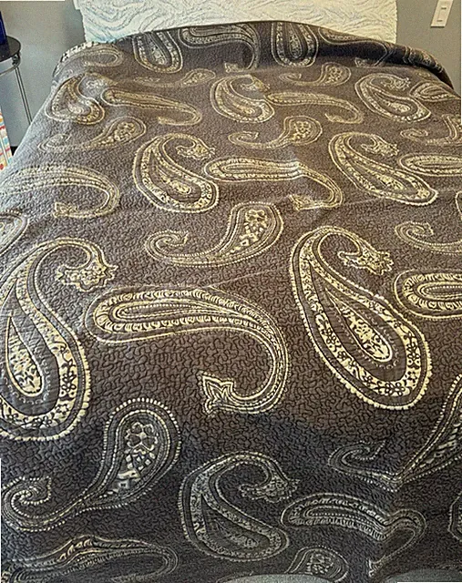 Crate & Barrel Brown Paisley Quilt King Bedspread 108" x 96" with 1 Pillow Sham