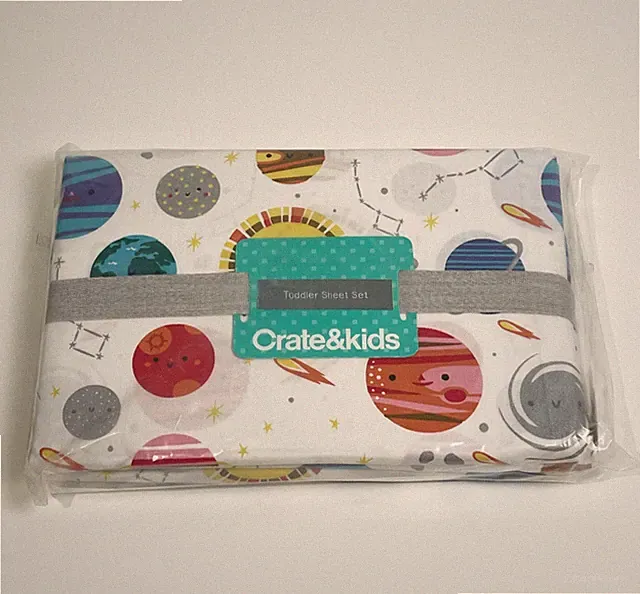 Crate & Barrel Crate & Kids Organic Cotton Toddler Sheet Set, Outer Space