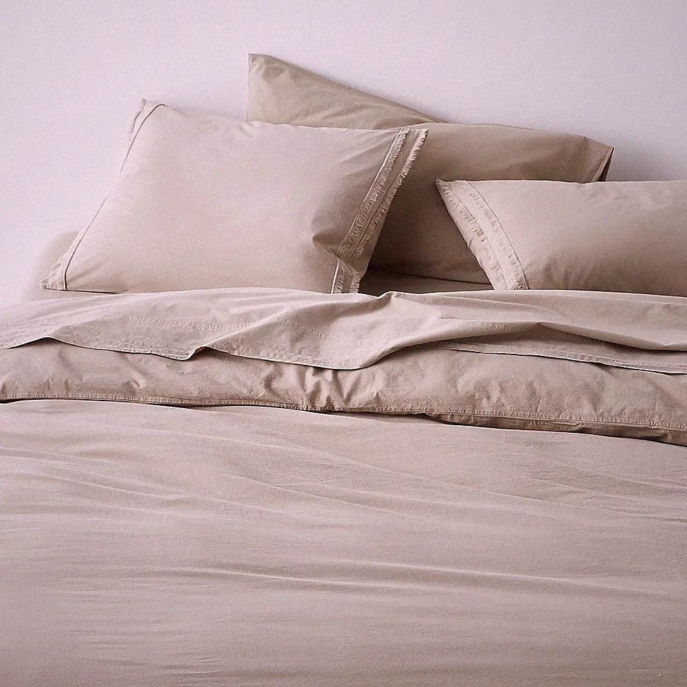 Crate & Barrel – Full Sheet Set – Washed Organic Cotton – Sand Beige – NWT