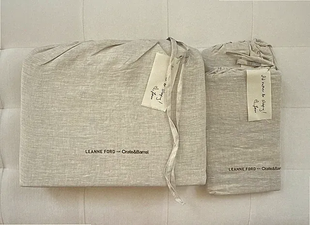 Crate & Barrel JACKIE REVERSIBLE STRIPE LINEN Duvet King & 2 Std Shams Grey NWT