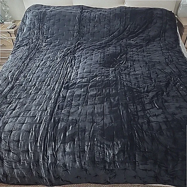 Crate & Barrel Juliet Velvet Full Queen Quilt Black 90x96" NWT