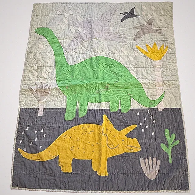 Crate & Barrel Kids Dinosaur Quilted Baby Crib Blanket Toddler Comforter