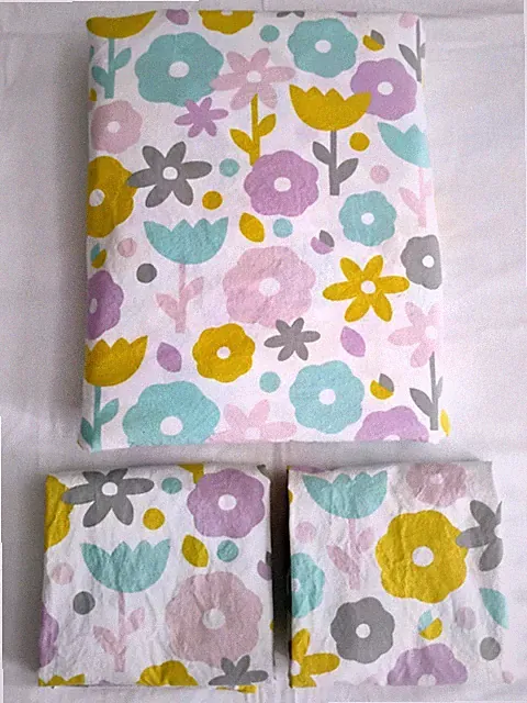 Crate & Barrel Kids Duvet Cover Shams Twin size Cotton Floral Pastel 3 pc set