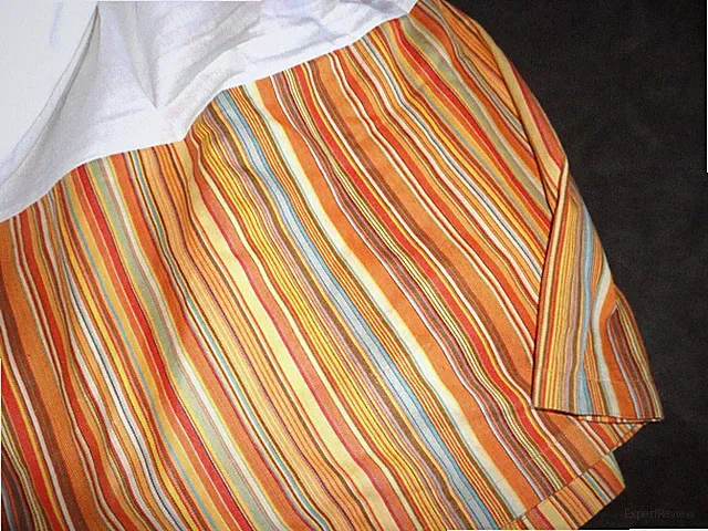 CRATE & BARREL MARITINIQUE STRIPE ORANGE YELLOW AQUA (1) QUEEN BEDSKIRT 15"