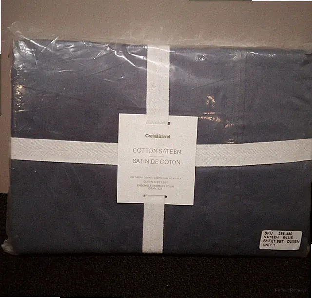 Crate&Barrel Organic 400 Thread Count Sateen White Queen Sheet Set