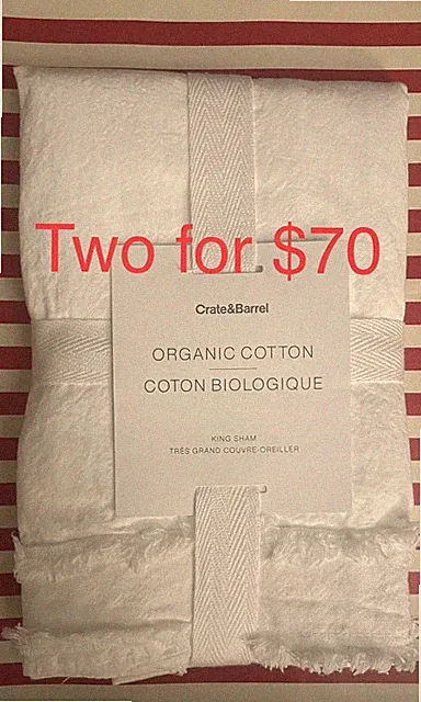 Crate&Barrel Organic Cotton Eyelash Fringe Sham (King/White/322-662)