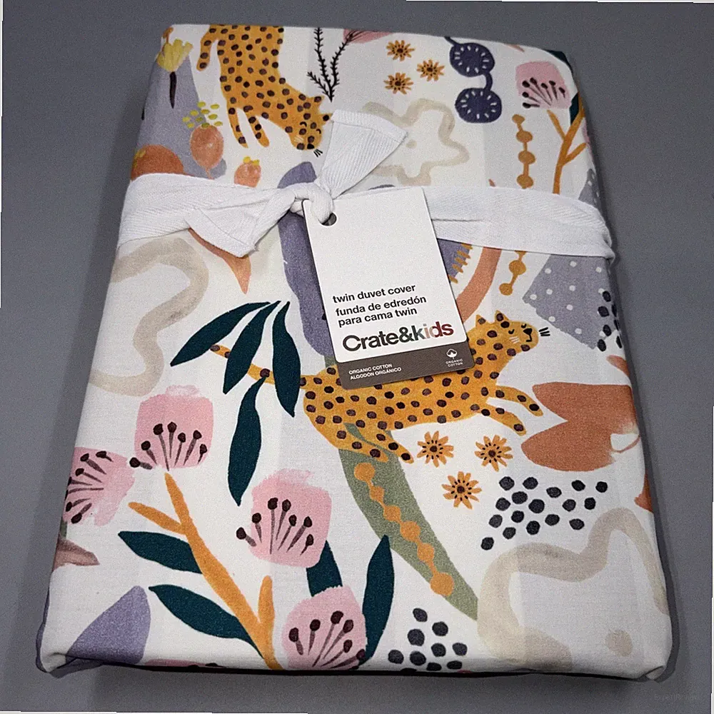 Crate & Kids Crate & Barrel Organic Cotton Leopard Floral Duvet Cover- Twin -New