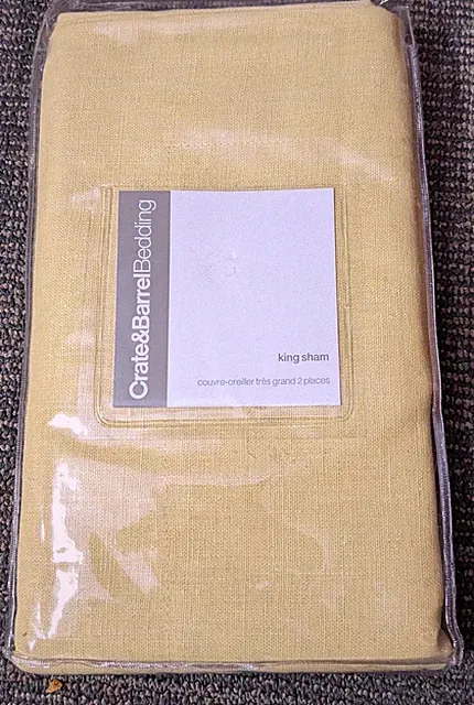 New Buttercup Yellow Crate & Barrel King Sham Linen Cotton Pillow Cover 36 X 20
