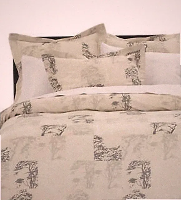 New Crate & Barrel King Size Acacia Modern MCM Duvet Comforter Cover 100% Cotton