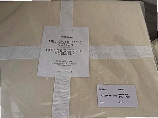 NEW Crate & Barrel Mellow Organic Cotton King Duvet Cover King Pearl