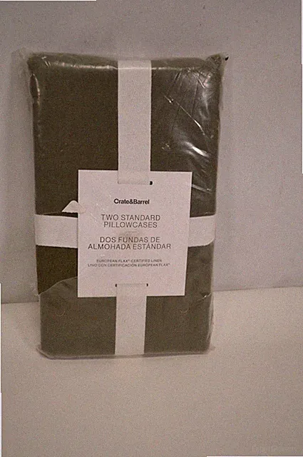 NWT Crate & Barrel Two Olive Pillowcases Size Standard